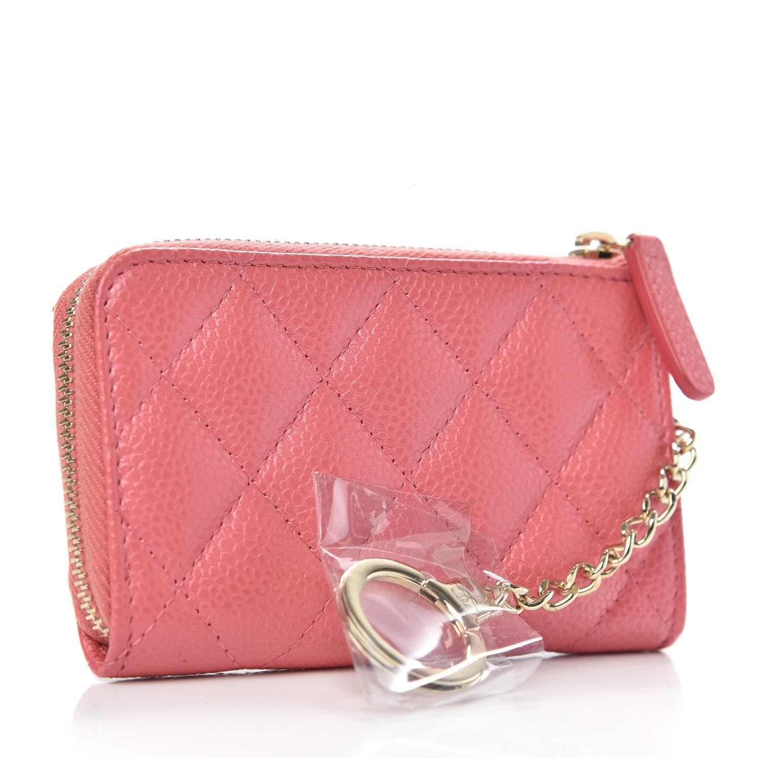 Chanel Metallic Caviar Quilted Key Holder Case Pink 3 of 8