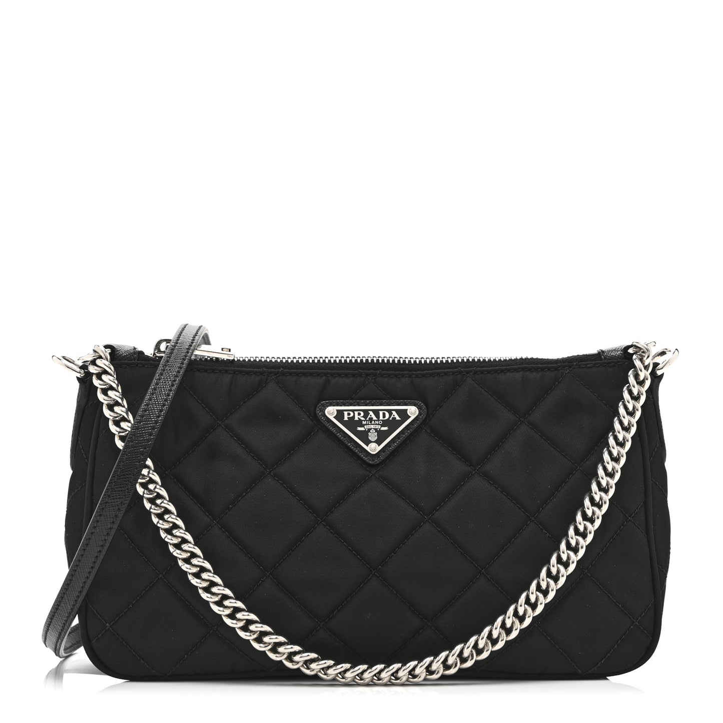 Nylon Tessuto Impuntu Quilted Crossbody Bag Black