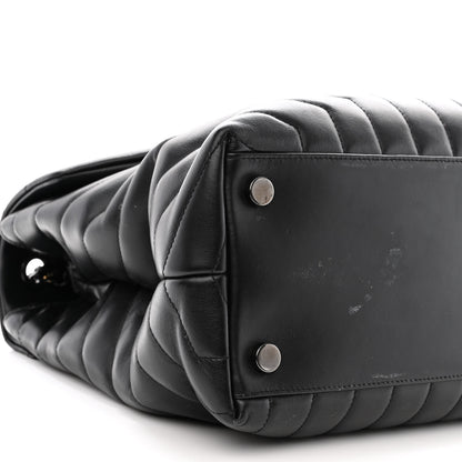 Saint Laurent Calfskin Y Quilted Monogram Monochrome Large Loulou Chain Satchel Black 9 of 13