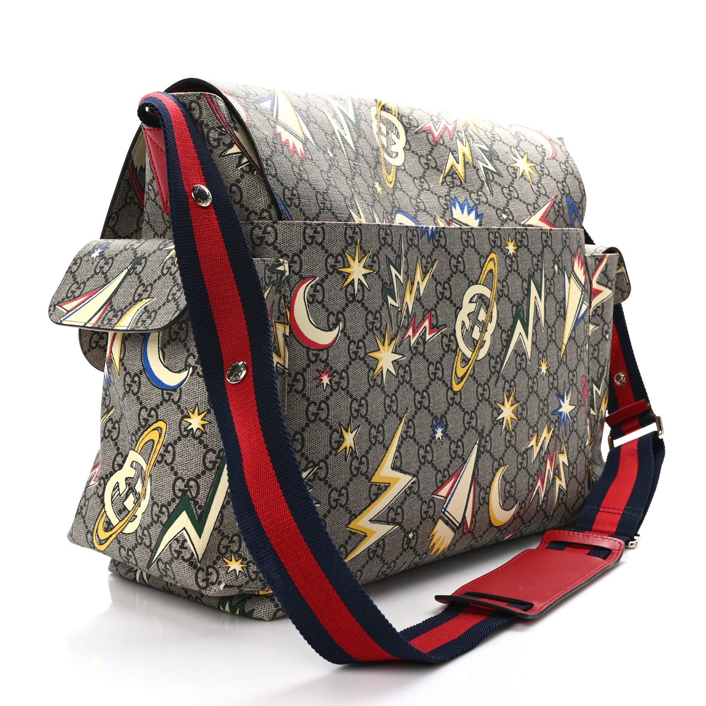 GG Supreme Monogram Space Diaper Bag Red