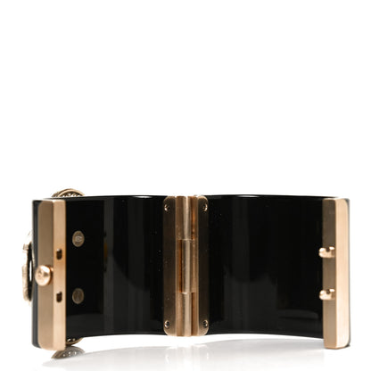 Chanel Resin Baguette Crystal Pearl CC Cuff Black 3 of 6