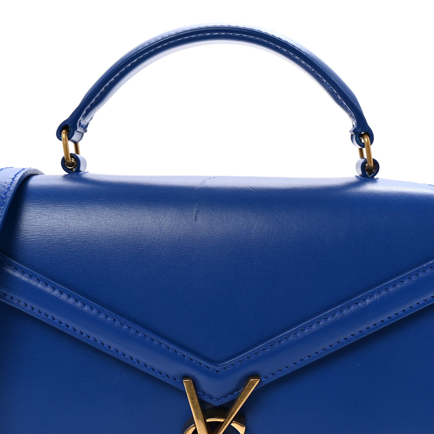 Saint Laurent Calfskin Mini Classic Monogram Cassandra Top Handle Bag Majorelle 7 of 9