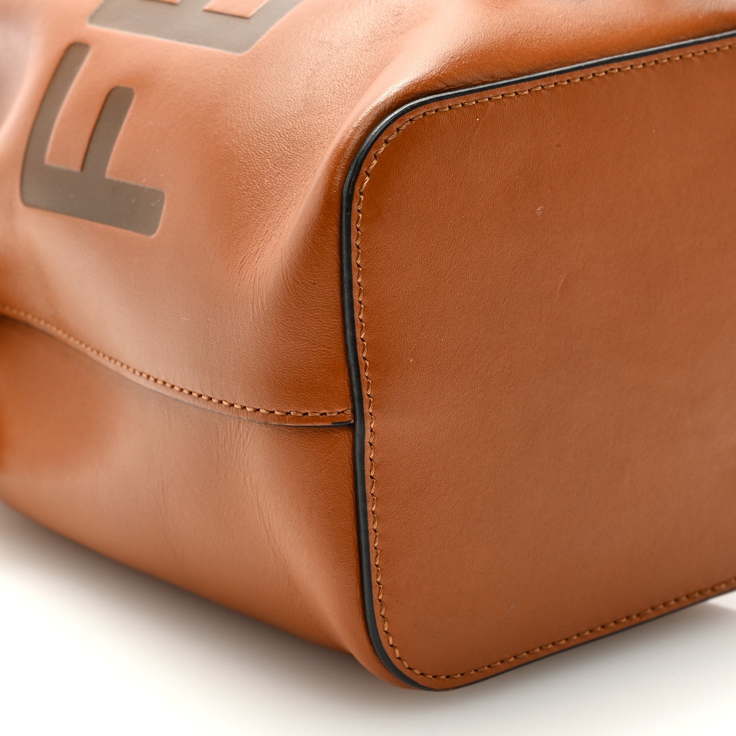 Vitello King F is Fendi Logo Embossed Mini Mon Tresor Bucket Bag Cuoio