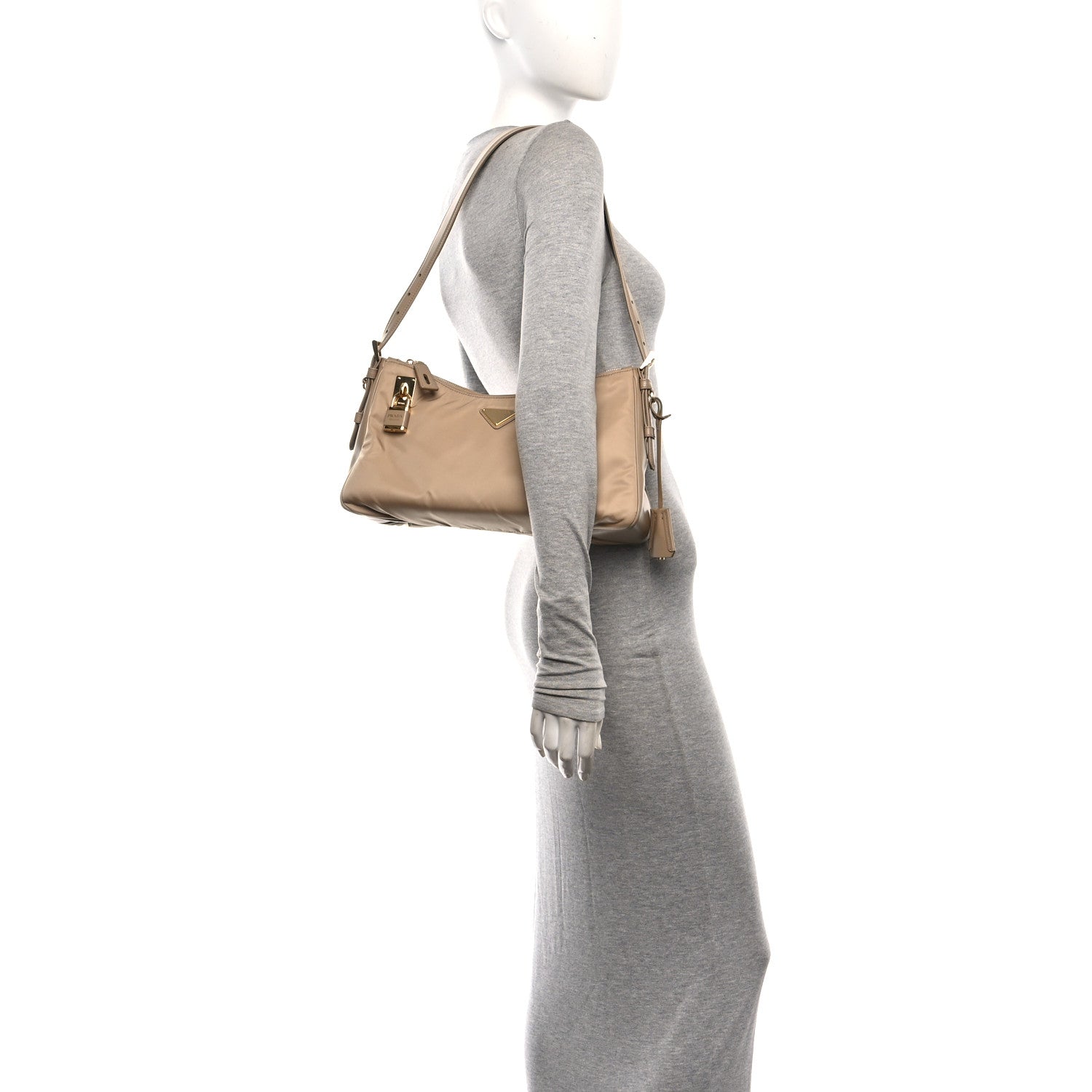 Prada Re-Nylon Vitello Large Aimee Shoulder Bag Cammello 2 of 10