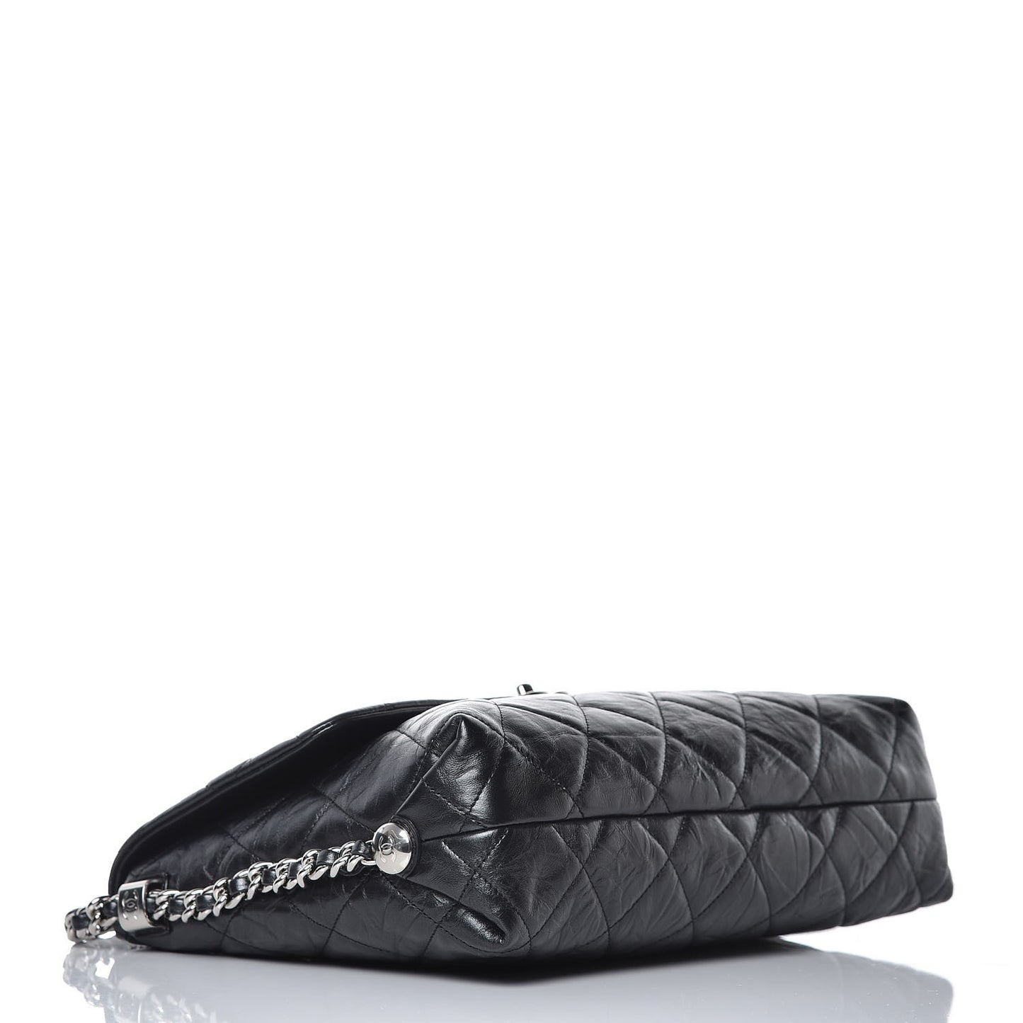 Crackled Aged Calfskin Big Bang Flap Black