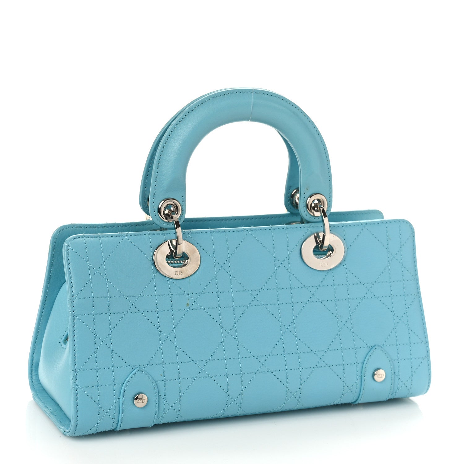 Christian Dior Calfskin Cannage Stitched Small East West Lady Dior Light Blue 3 of 9