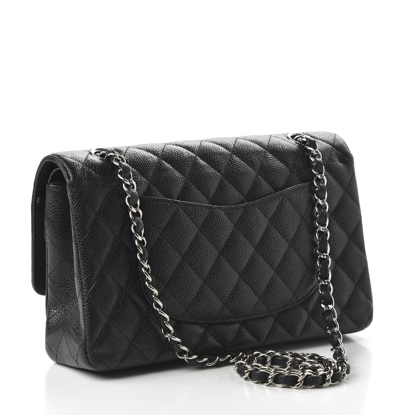 Caviar Quilted Medium Double Flap Black