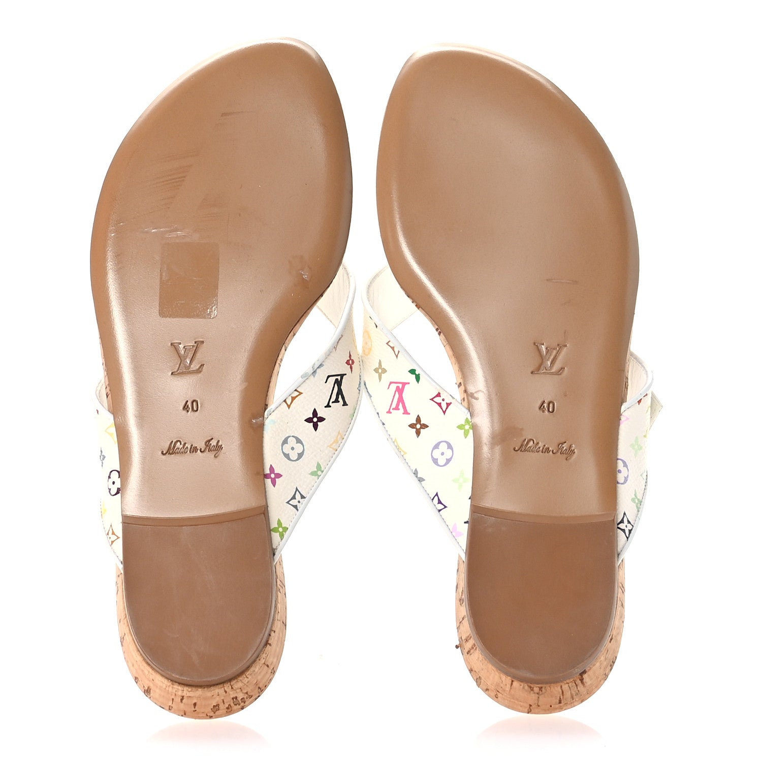 Louis Vuitton Monogram Multicolor Thong Sandals 40 White 6 of 9