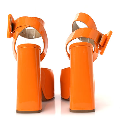 Bottega Veneta Supergloss Patent Tower 40/140mm Platform Pumps 40.5 Tangerine 6 of 12