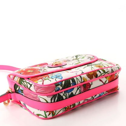 Gucci Canvas Flora Floral Shoulder Bag White Fuchsia Fluo 4 of 10