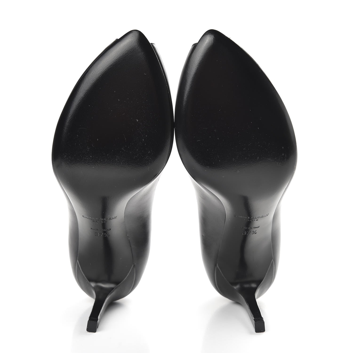 Saint Laurent Calfskin Paris Peep Toe 80 Escarpin Pumps 37.5 Black 5 of 8