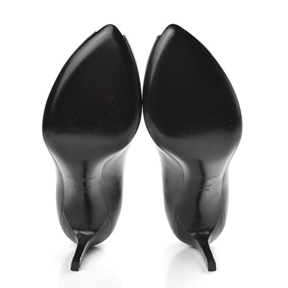 Saint Laurent Calfskin Paris Peep Toe 80 Escarpin Pumps 37.5 Black 5 of 8