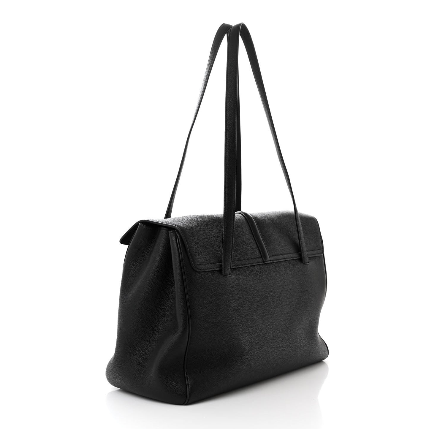 Grained Calfskin Large Soft 16 Bag Black
