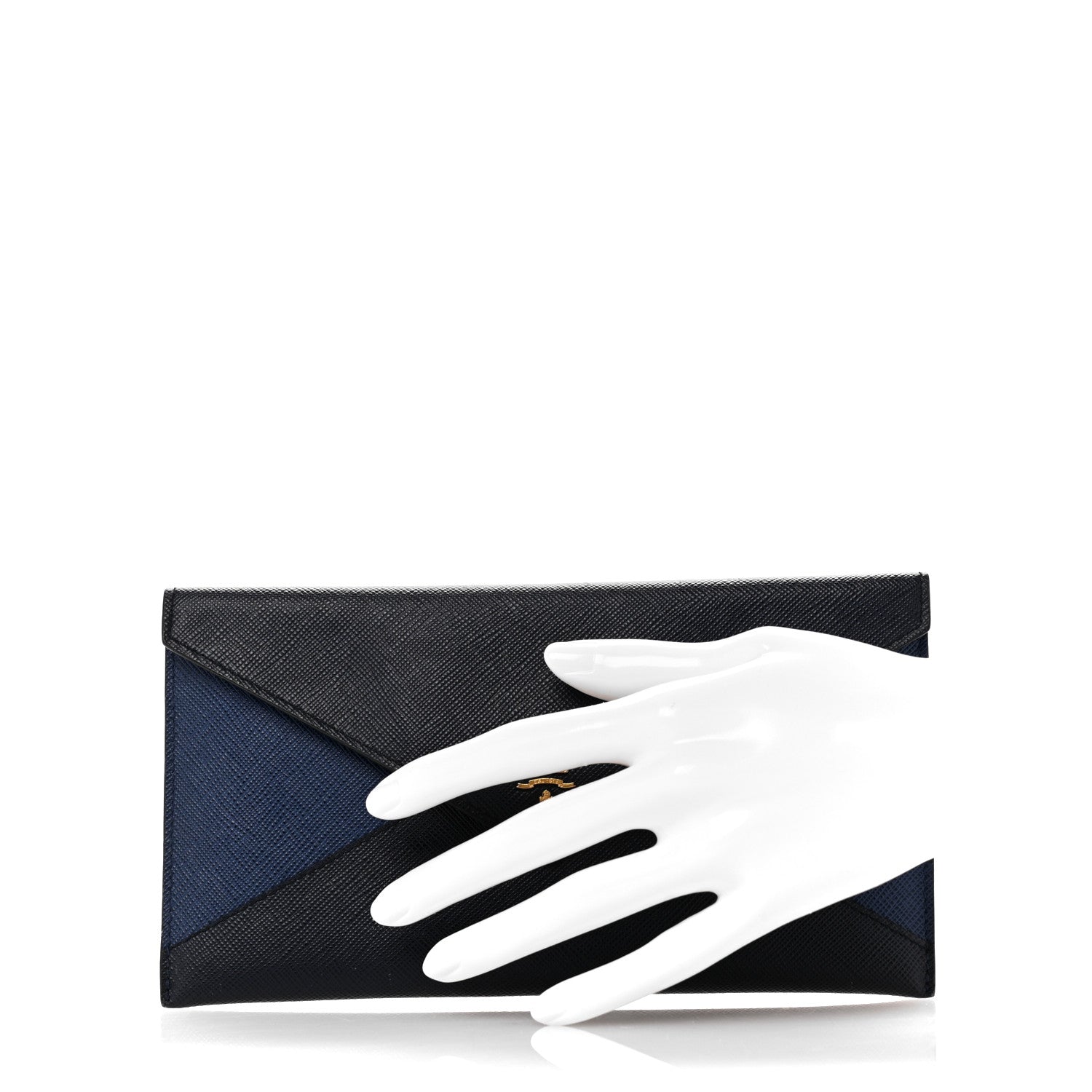 Prada Saffiano Bi-Color Envelope Wallet Baltico Bluette 2 of 10