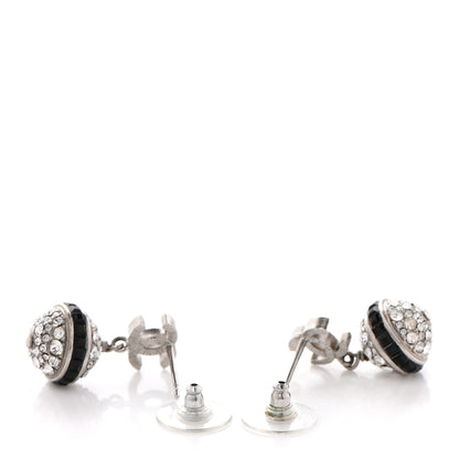 Chanel Crystal CC Drop Earrings Black Silver 3 of 6