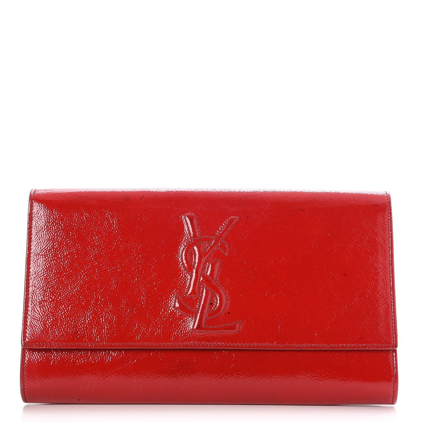 Textured Patent Monogram Large Belle De Jour Clutch Red