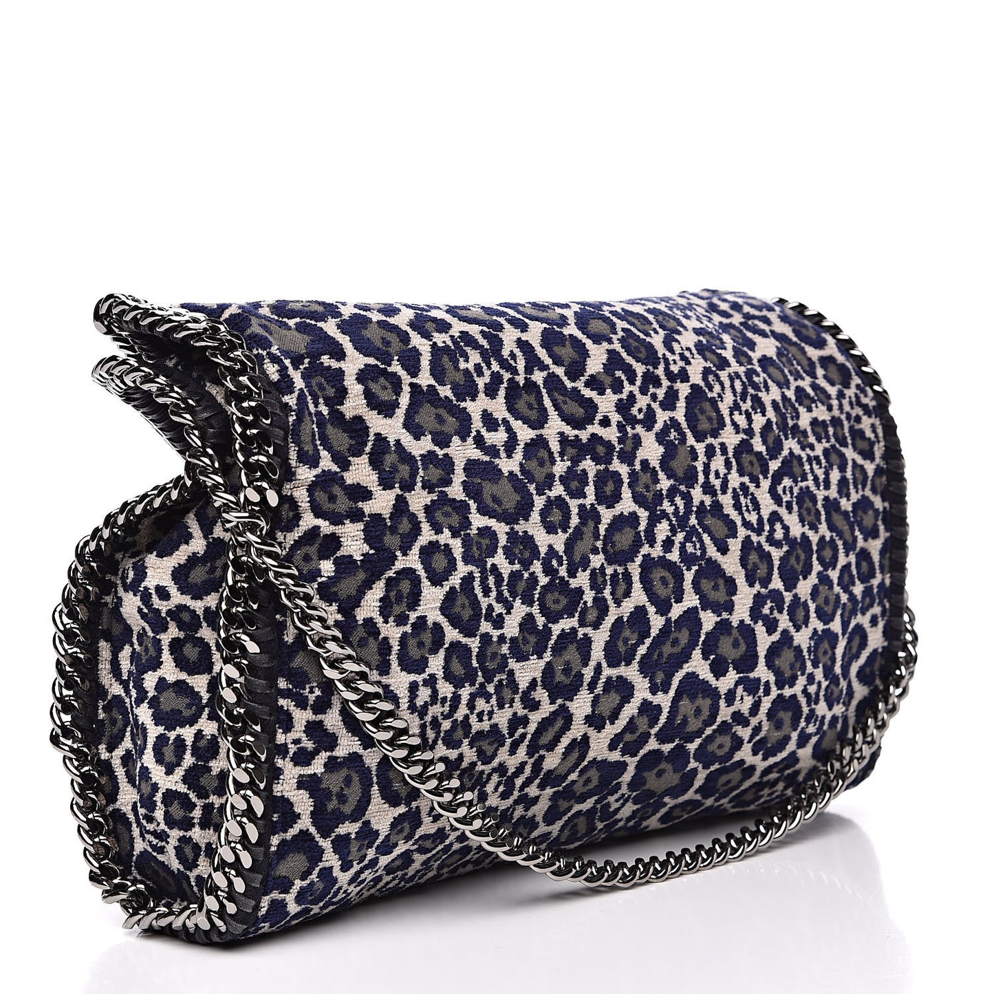 Cotton Canvas Leopard Small Falabella Fold Over Tote Grey