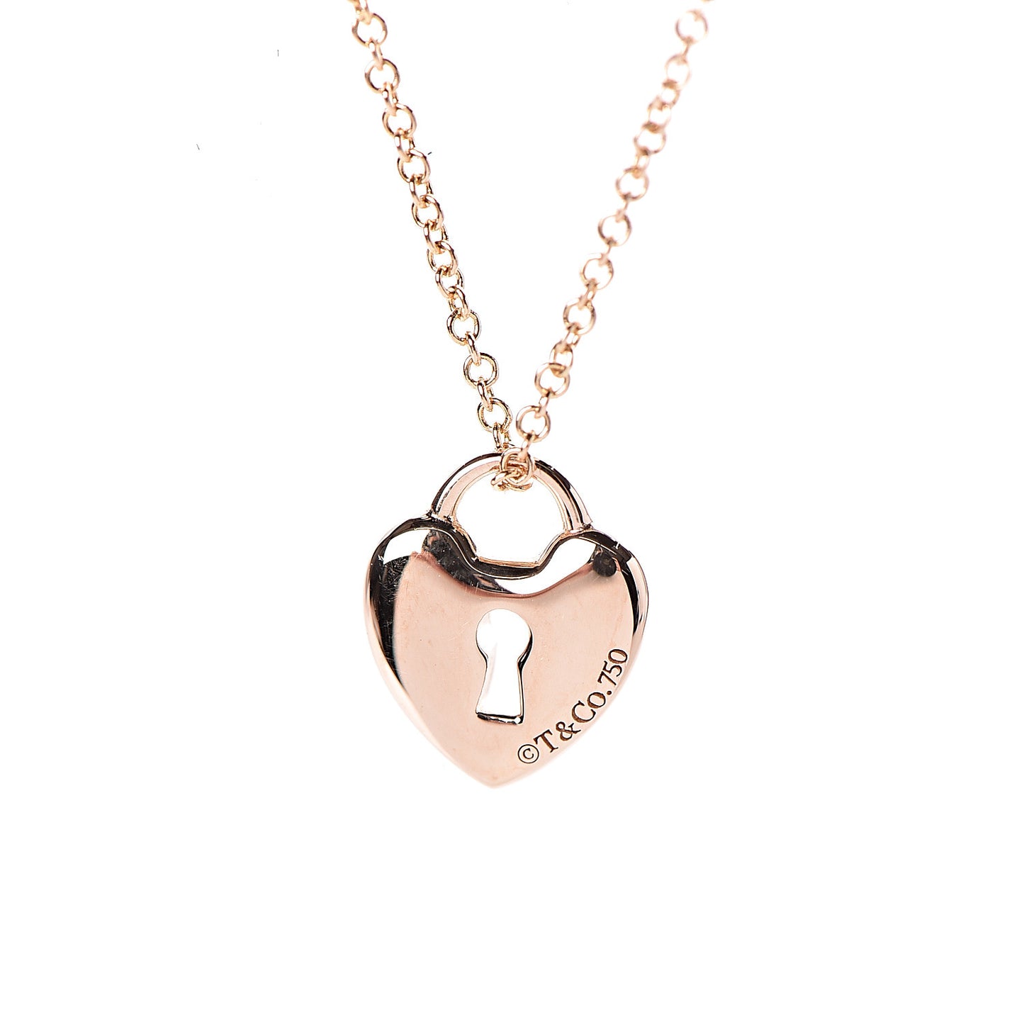 18K Rose Gold Mini Heart Lock Pendant Necklace
