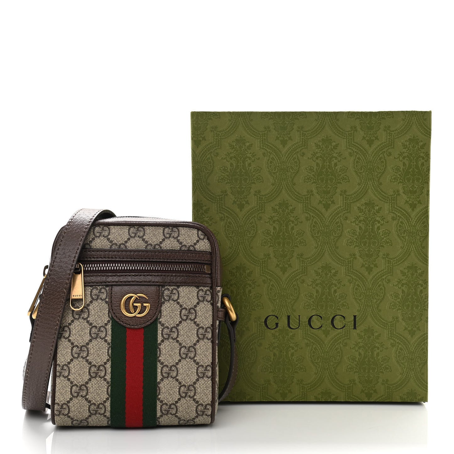 GG Supreme Monogram Web Mini Ophidia Messenger Brown