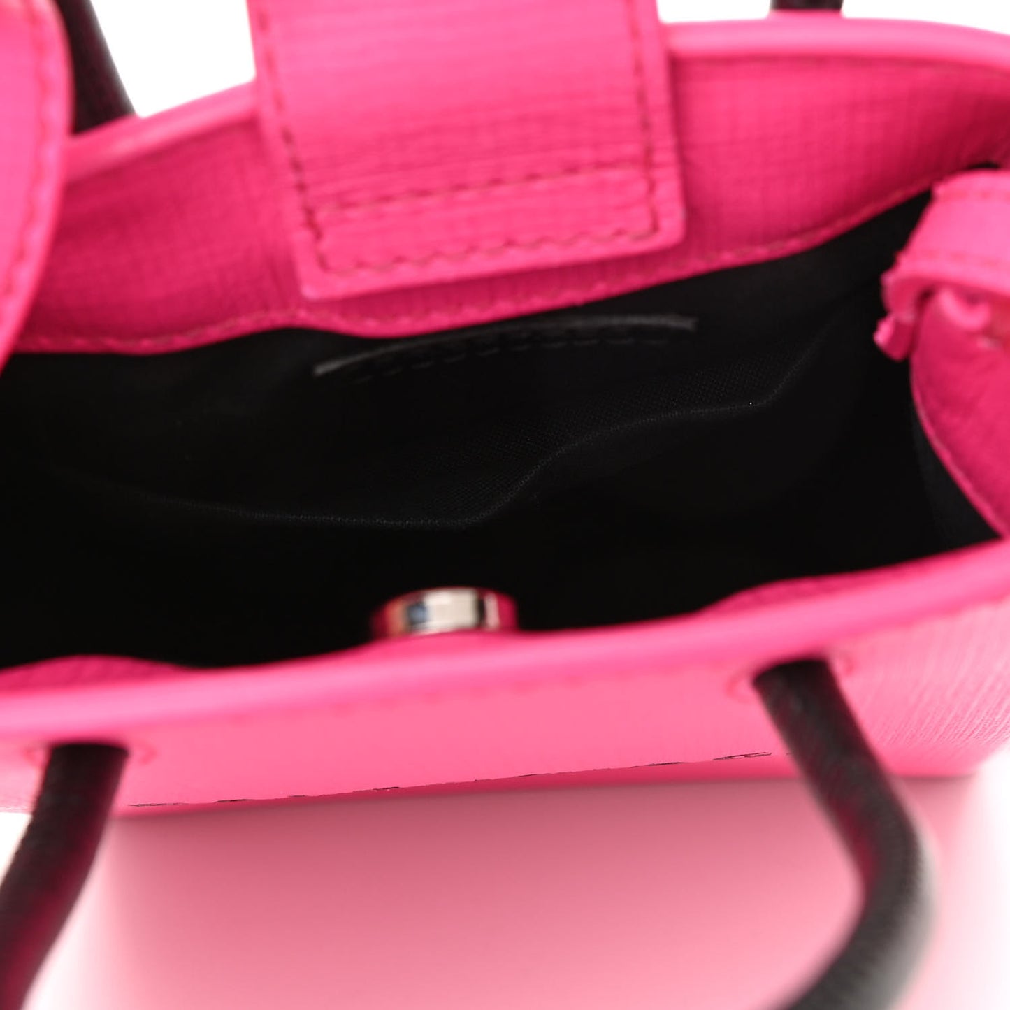 Squared Calfskin Logo Shopping Phone Holder Bag Acid Fuchsia