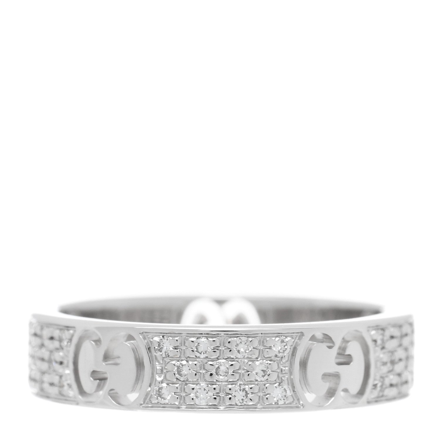 Gucci 18K White Gold Diamond Icon Stardust Band Ring 47 4 3 of 5
