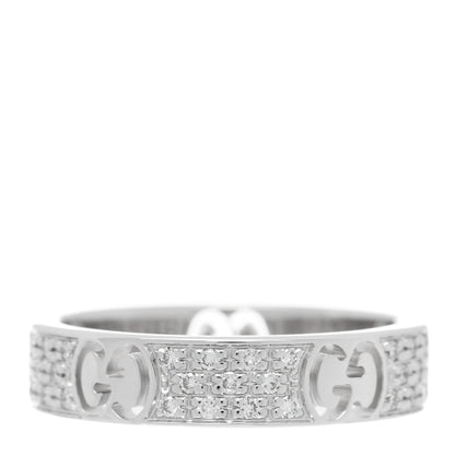 Gucci 18K White Gold Diamond Icon Stardust Band Ring 47 4 3 of 5