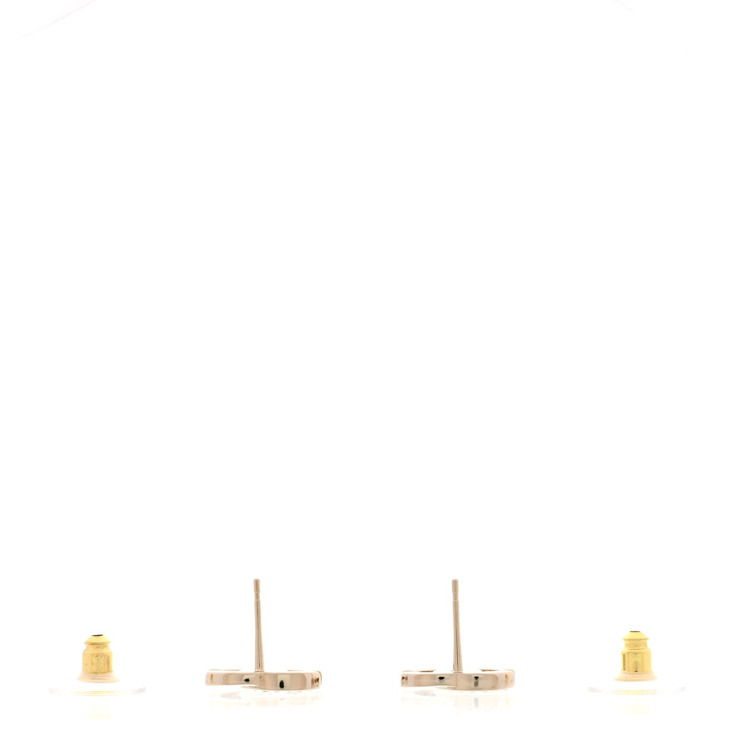 Metal Crystal CC Earrings Gold