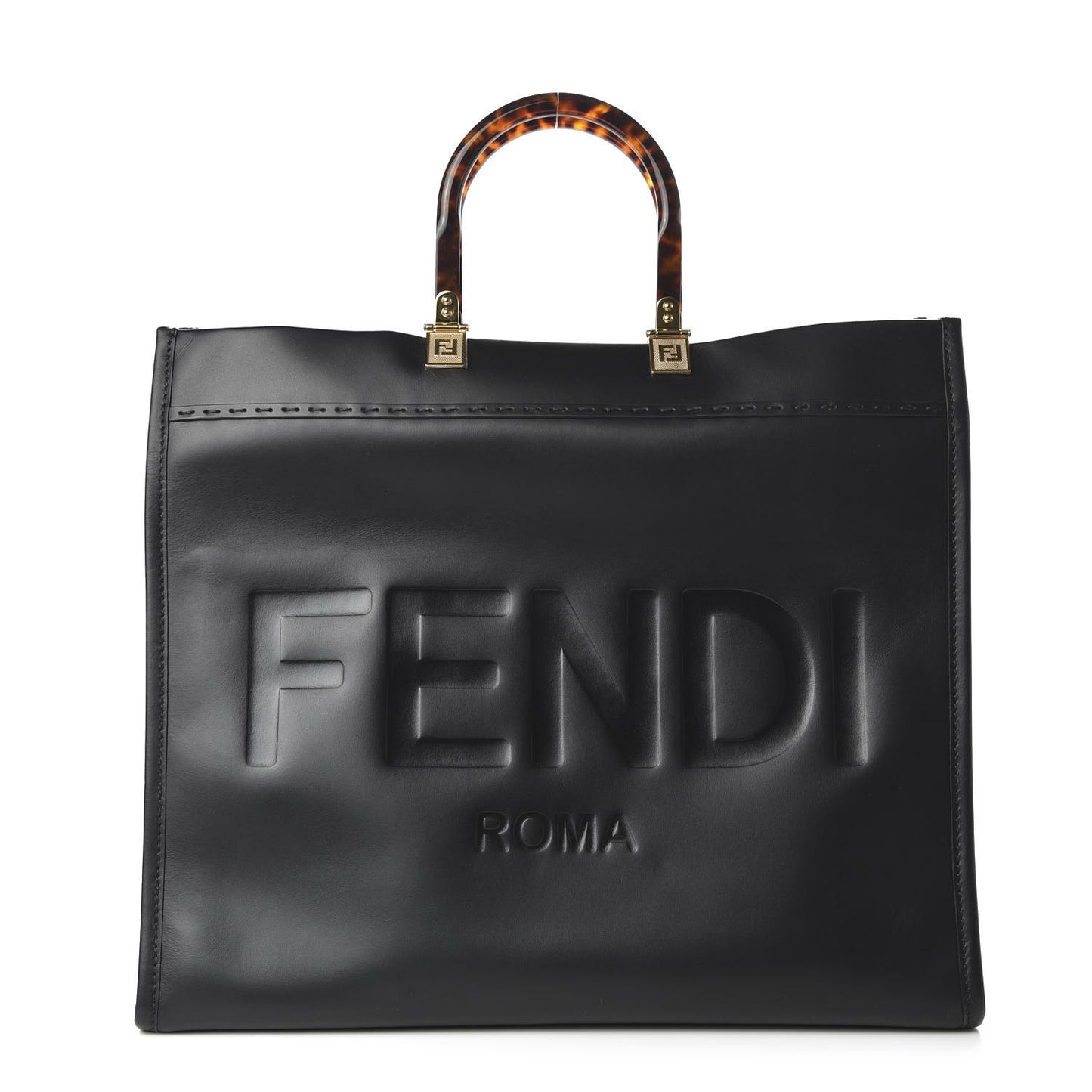 Vitello King Plexiglass Large Fendi Sunshine Shopper Tote Black