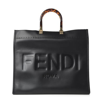 Fendi Vitello King Plexiglass Large Fendi Sunshine Shopper Tote Black 1 of 9