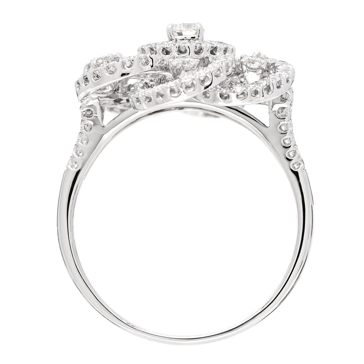 18K White Gold Diamond 1.24ctw Flower Ring 59 8.75