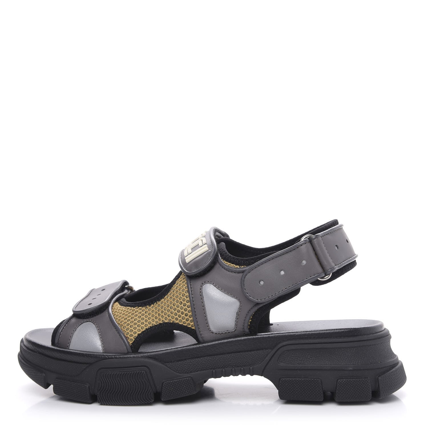 Gucci X SEGA Nappa Mesh Mens Aguru Sandals 9.5 Loess Black 1 of 8