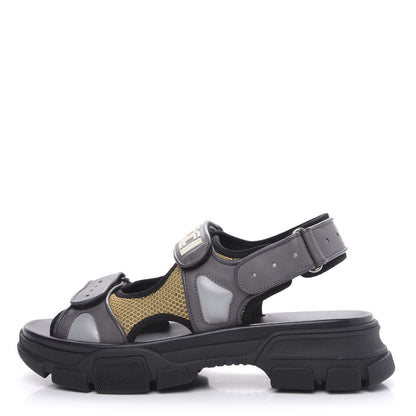Gucci X SEGA Nappa Mesh Mens Aguru Sandals 9.5 Loess Black 1 of 8