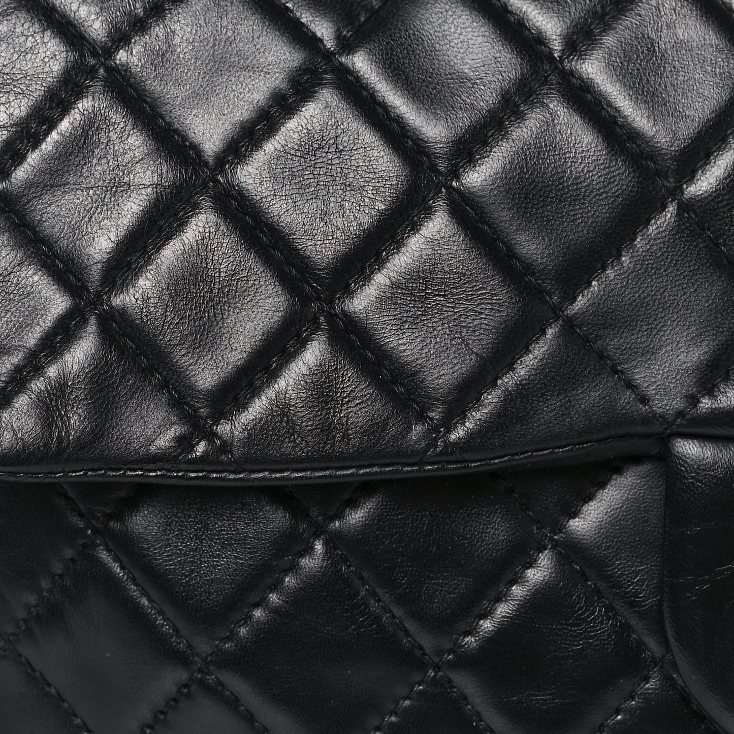 Washed Lambskin Quilted Maxi Single Flap Black