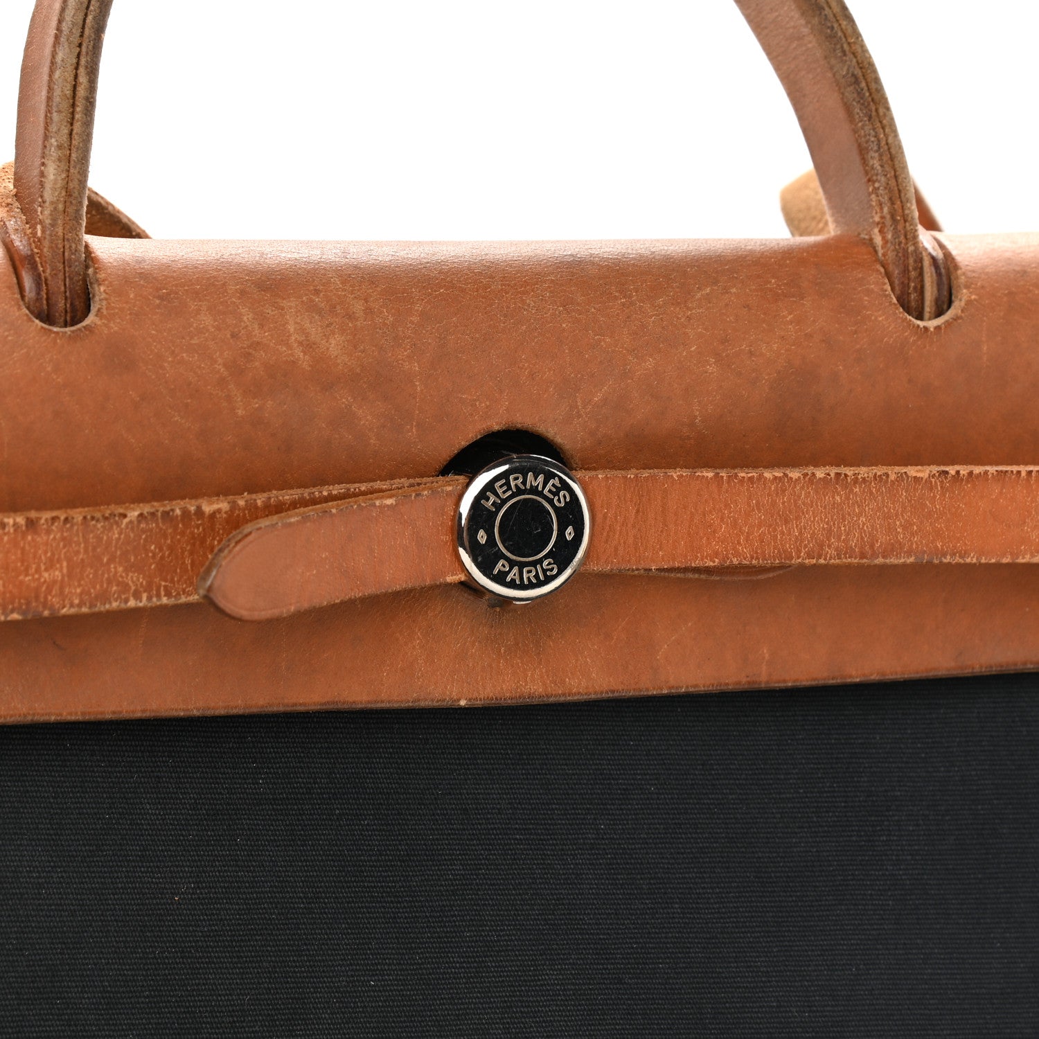 Hermes Toile Vache Calfskin Herbag PM 30 Black Natural 9 of 21