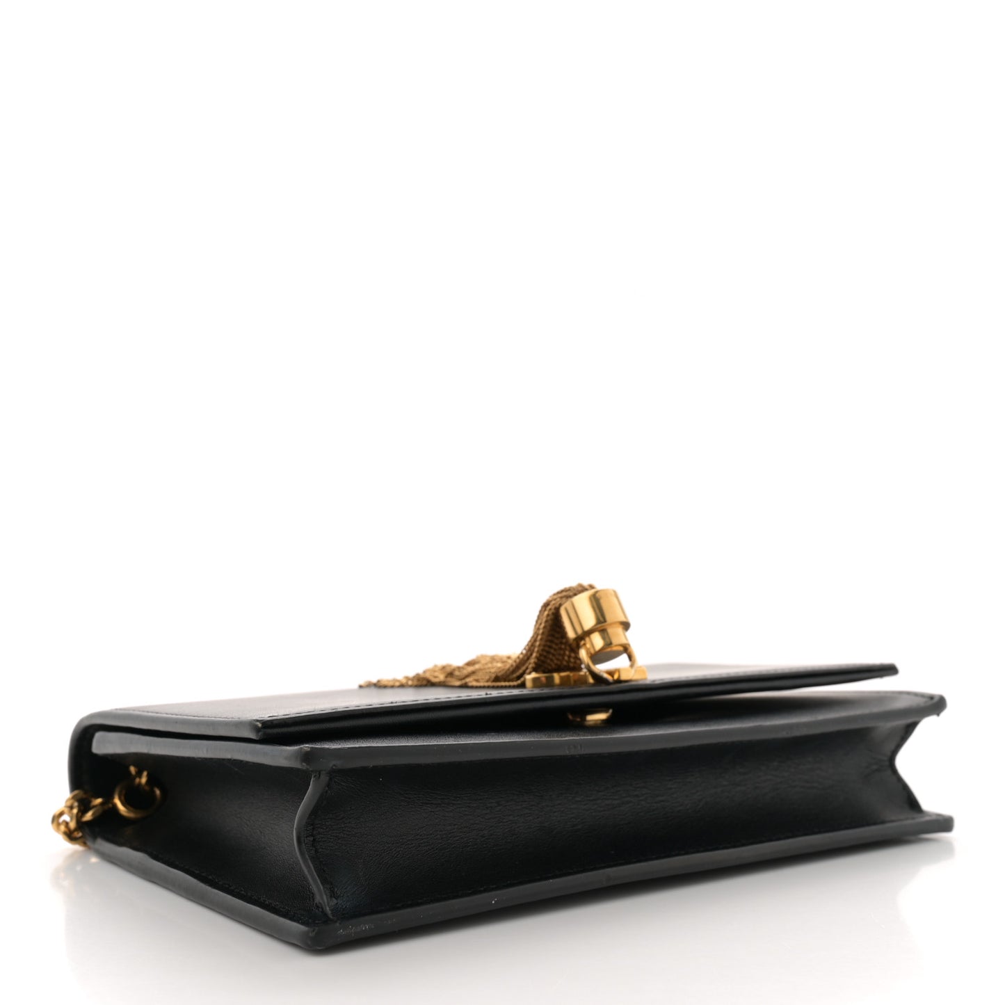 Smooth Calfskin Classic Monogram Kate Tassel Chain Wallet Black
