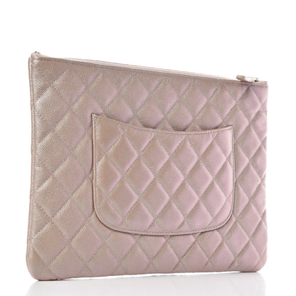 Chanel Iridescent Caviar Quilted Large Cosmetic Case Beige 3 of 8