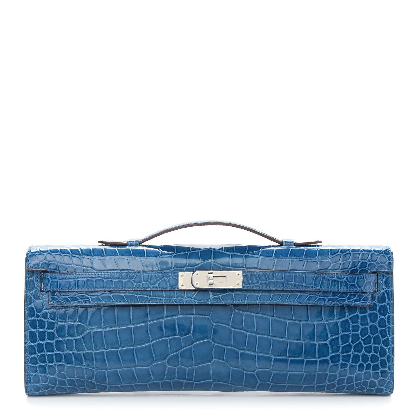 Shiny Porosus Crocodile Kelly Cut Pochette Mykonos