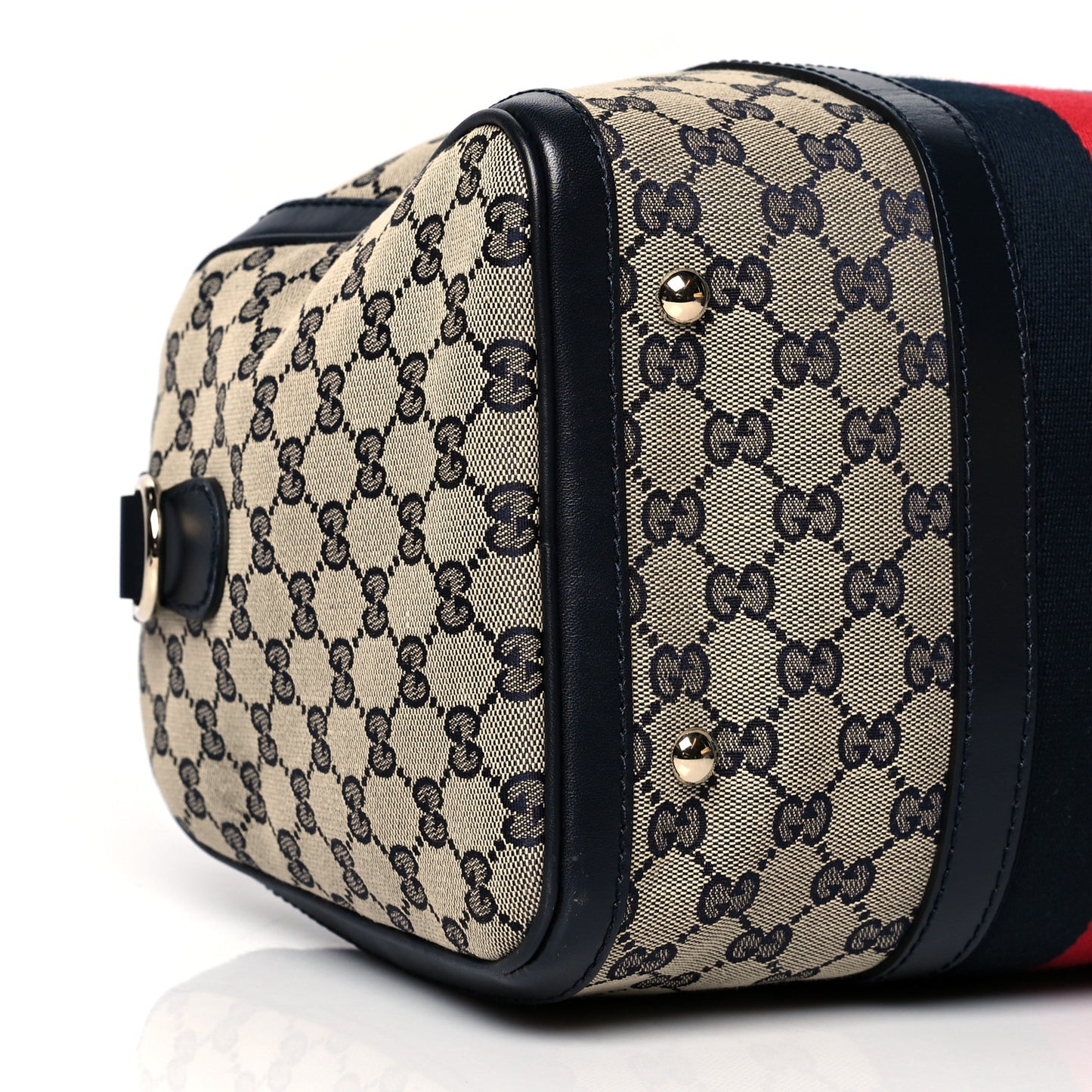 Monogram Selleria Calfskin Vintage Web Medium Boston Beige Blue