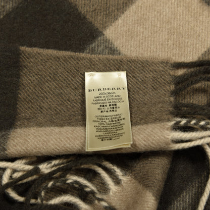 Burberry Cashmere Giant Check Fringe Scarf Brown 3 of 4