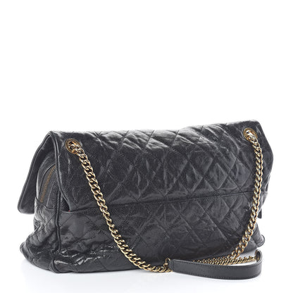 Chanel Crumpled Grained Calfskin Quilted Maxi Shiva Flap Black 3 of 10