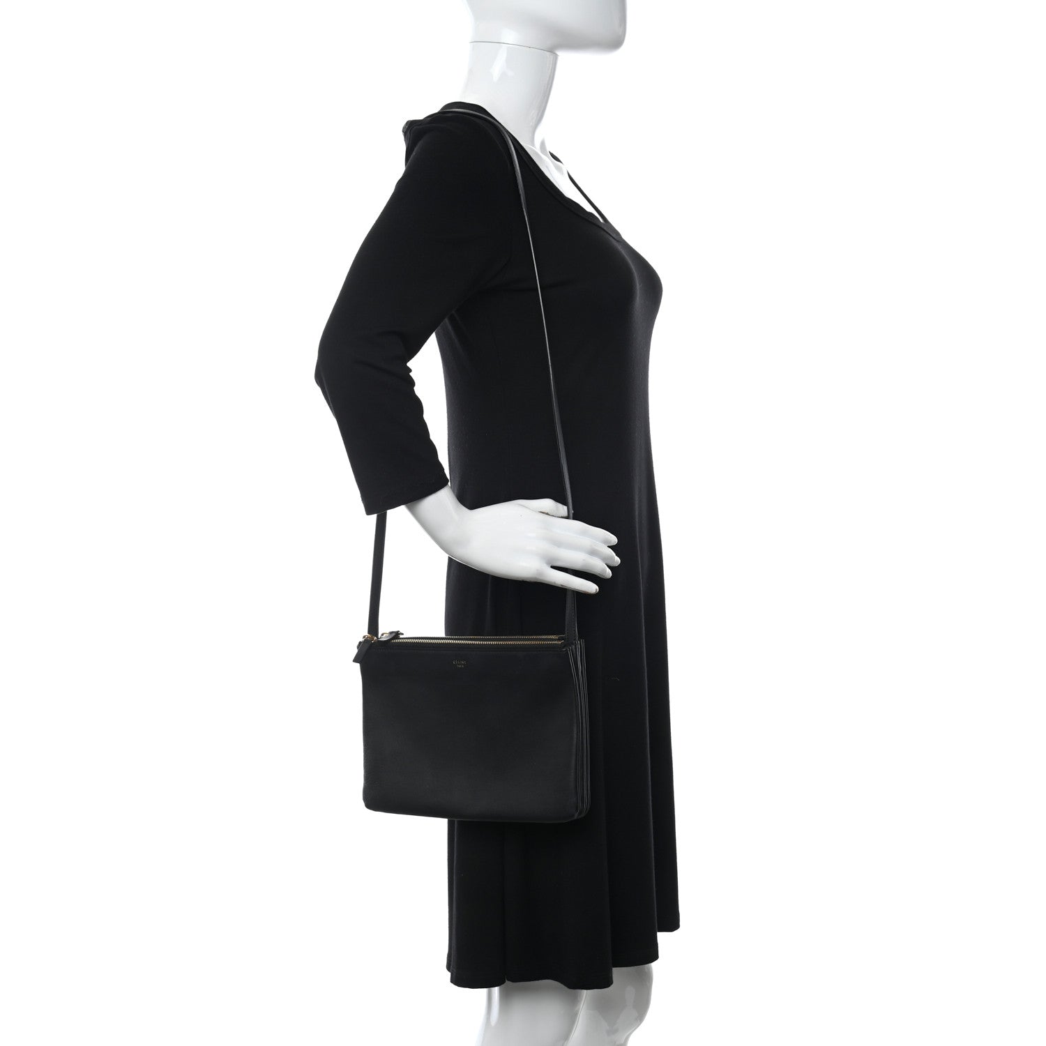 Celine Lambskin Large Trio Crossbody Bag Black 2 of 17