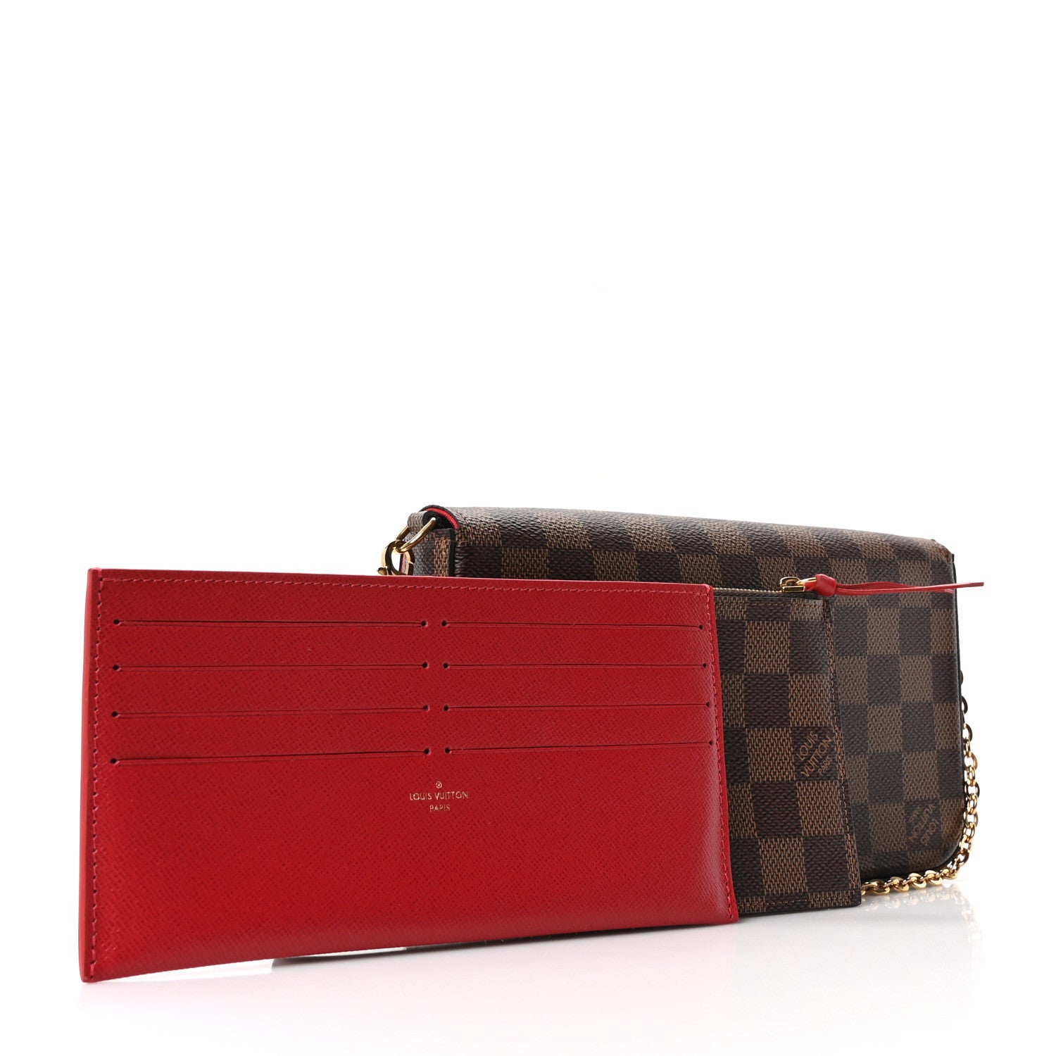 Louis Vuitton Damier Ebene Pochette Felicie Chain Wallet 6 of 11