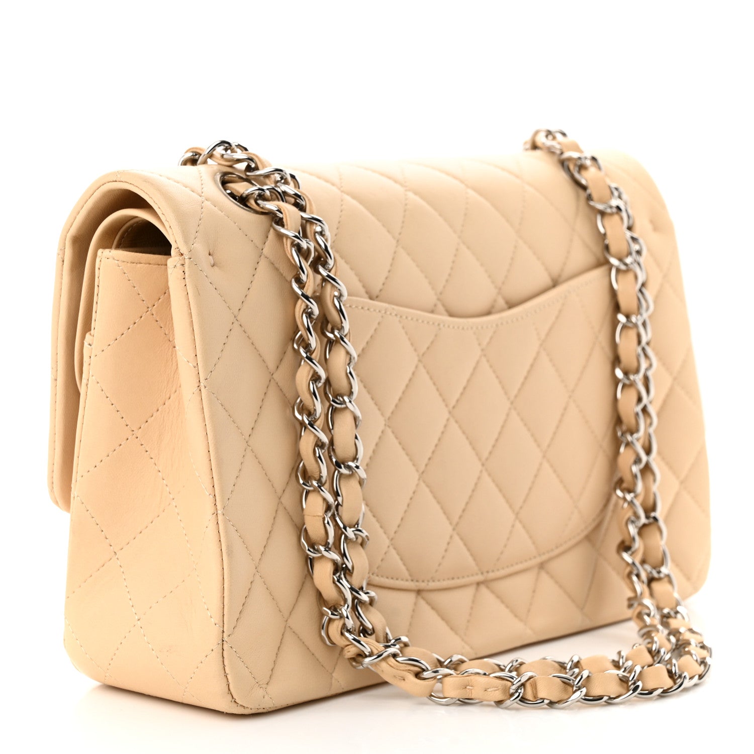 Chanel Lambskin Quilted Medium Double Flap Beige 3 of 12