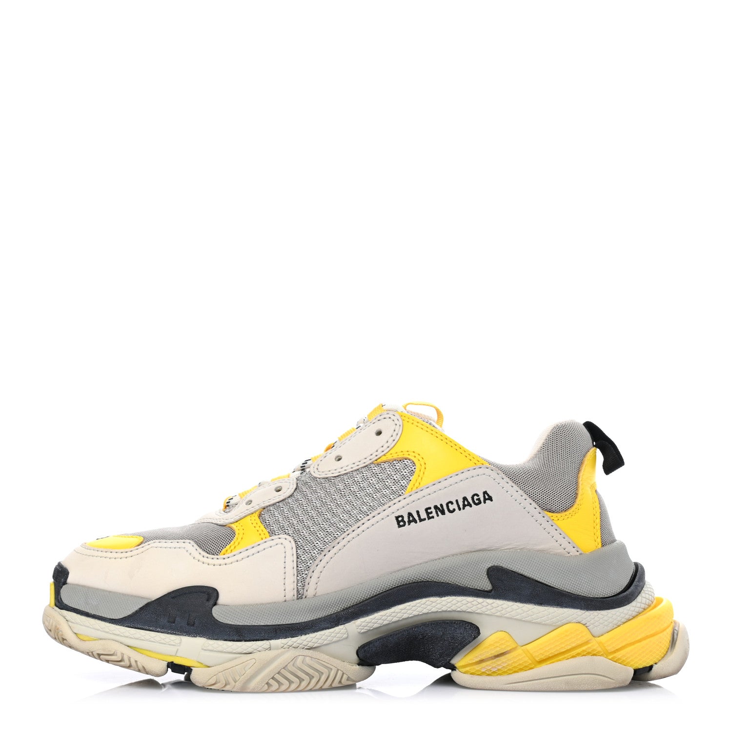 Balenciaga Fabric Mesh Mens Triple S Sneakers 43 Yellow Grey