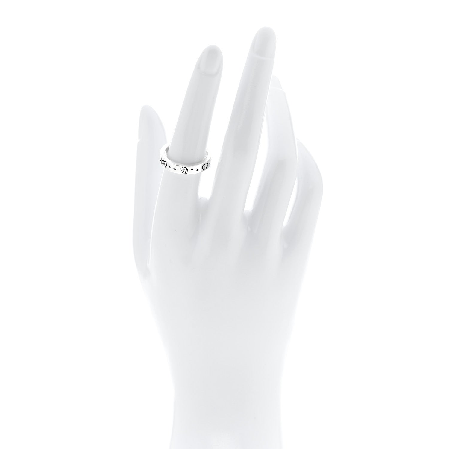 Gucci Sterling Silver Narrow GucciGhost Ring 54 6.75 2 of 5