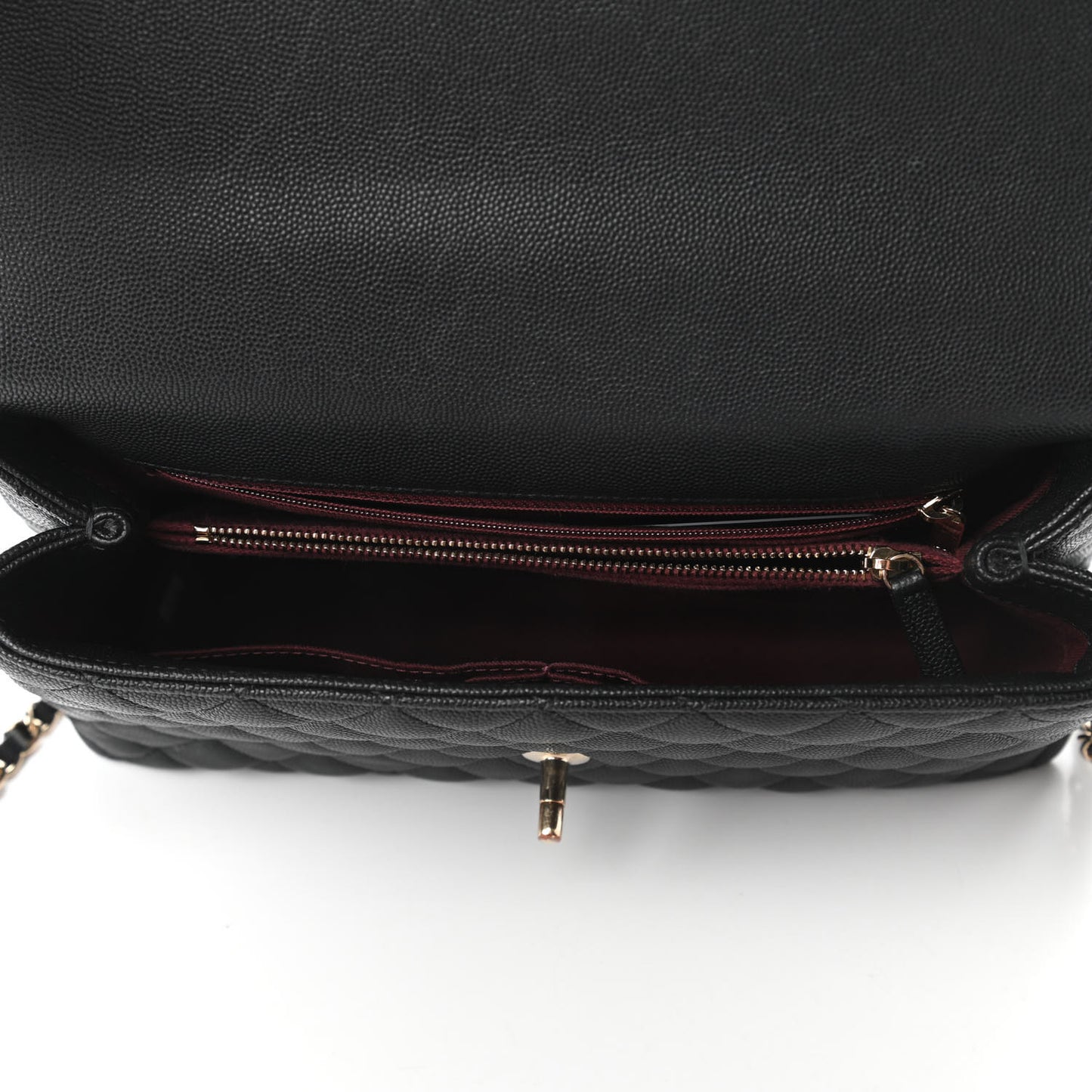 Caviar Quilted Small Coco Handle Flap Black