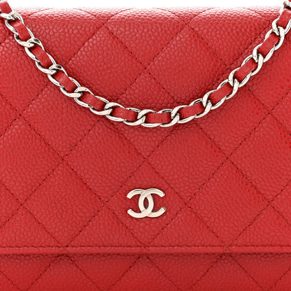 Chanel Caviar Quilted Wallet on Chain WOC Red 9 of 11