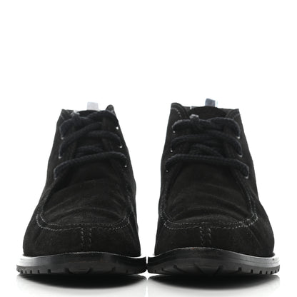 Chanel Suede CC Lace Up Ankle Boots 36.5 Black 2 of 7