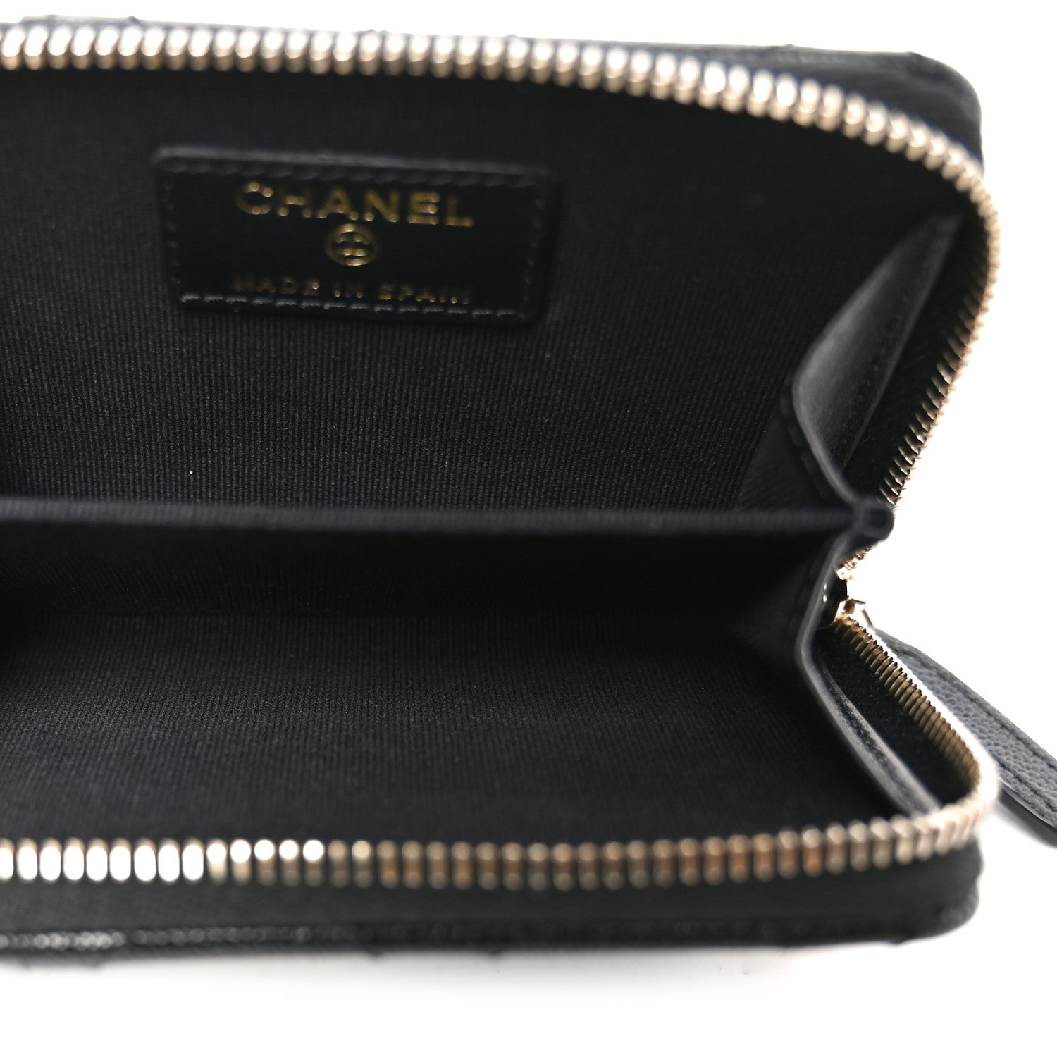 Chanel Caviar Quilted Studded CC Zip Card Holder Black 5 of 8