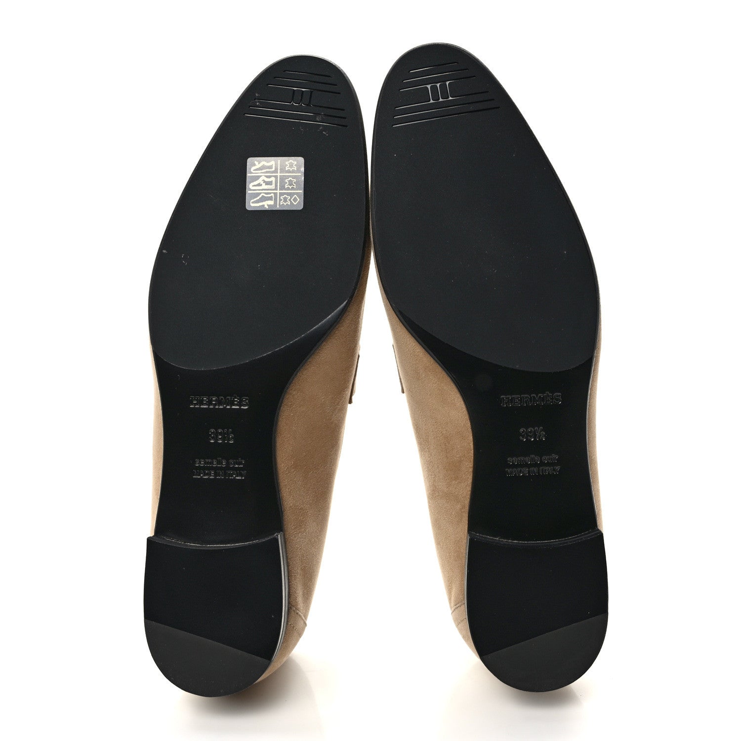 Hermes Suede Goatskin Paris Loafers 39.5 Beige Argile 5 of 9